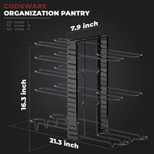 Vdomus Pot Rack Organizer with 3 DIY Methods, Black Metal Kitchen 8+ Pots Holder, Height and Position are Adjustable Cabinet Pantry Pot Lid Holder (Upgraded)