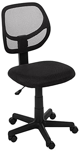 Amazon Basics Low-Back, Upholstered Mesh, Adjustable, Swivel Computer Office Desk Chair, Black