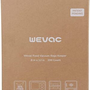 Wevac 8” x 12” 200 Count Food Vacuum Sealer Bags Keeper, PreCut Quart, Ideal for Food Saver, BPA Free, Commercial Grade, Great for storage, meal prep and Sous Vide