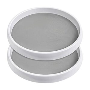 lazy susan turntable 10″ | lazy susan organizer for cabinet, pantry, refrigerator, counter | plastic with rubber lining, white [2 pcs]