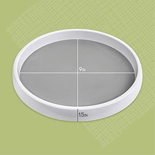 Lazy Susan Turntable 10" | Lazy Susan Organizer for Cabinet, Pantry, Refrigerator, Counter | Plastic with Rubber Lining, White [2 Pcs]