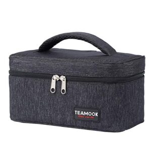teamook small lunch bag mini lunch box insulated portable for adults men women work with handle black