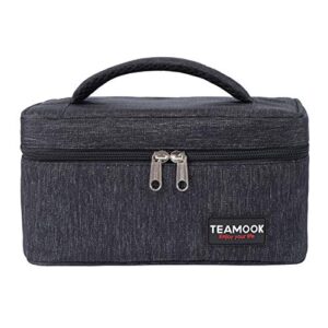 TEAMOOK Small Lunch Bag Mini Lunch Box Insulated Portable for Adults Men Women Work with Handle Black