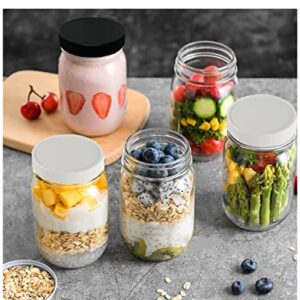 Jarming Collections Mason Jars 16 oz - Glass Jars with Plastic Lids- Glass Storage Jars with Regular Mouth Lids- Jars with Lids- Canning Jars, Pint Jars- Set of 2, 16 oz Mason Jars, White Lids