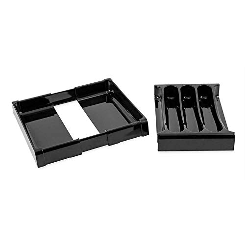 Camco 43504 RV Adjustable Cutlery Tray, Black - Easily Organize and Store Your Kitchen Flatware - Create a Custom Fit to Your Drawer