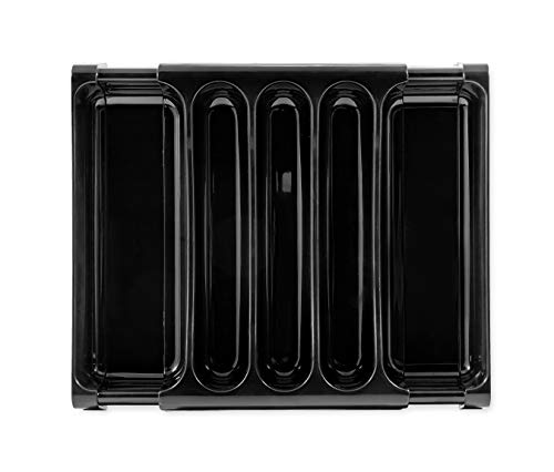 Camco 43504 RV Adjustable Cutlery Tray, Black - Easily Organize and Store Your Kitchen Flatware - Create a Custom Fit to Your Drawer