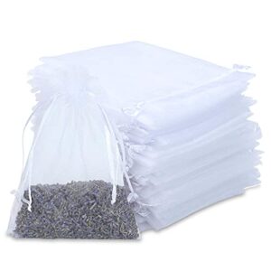 kslong 100pcs small mesh bags drawstring 3×4,sheer organza bags drawstring for jewelry, mesh party wedding favor bags for small business,candy,bracelet packaging,empty sachet bags (white)