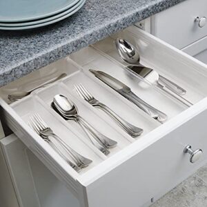 mDesign Adjustable, Expandable Plastic Kitchen Cabinet Drawer Storage Organizer Tray - for Storing Organizing Cutlery, Spoons, Cooking Utensils, Gadgets - 2" High - Clear