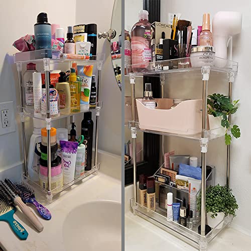 Bathroom Organizer Countertop, 3-Tire Skincare Organizers Vanity Tray Corner Shelf for Makeup Cosmetic Perfume, Multi-Functional Acrylic Organizer in Vanity Dresser Bathroom Kitchen Living Room etc.