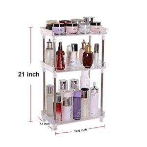 Bathroom Organizer Countertop, 3-Tire Skincare Organizers Vanity Tray Corner Shelf for Makeup Cosmetic Perfume, Multi-Functional Acrylic Organizer in Vanity Dresser Bathroom Kitchen Living Room etc.