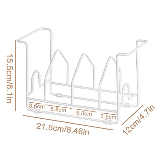 LINFIDITE Plate Holder Organizer Cutting Board Holder Pot Pan Lids Rack Dish Storage Rack Kitchen Cupboard Counter Organiser Stand for Plate Baking Tray Pot Lid Cutting Boards,Premium Steel White