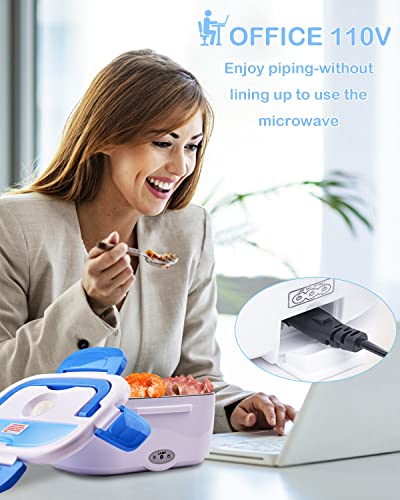 [Faster] Electric Lunch Box Food Heater, 60W High-Power 4 in 1 Heated Lunch Boxes for Adults, Car & Home, 1.5L Leak-Proof Heated Lunch box,12V 24V 110V Portable Microwave with Carry Bag