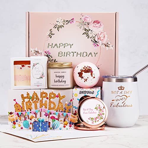 Birthday Gifts for Women,Happy Birthday Bath Set Relaxing Spa Gift Baskets Ideas for Her, Mom, Sister, Female Friends, Coworker, Wife, Girlfriend, Daughter, Unique Gifts for Women Who Have Everything