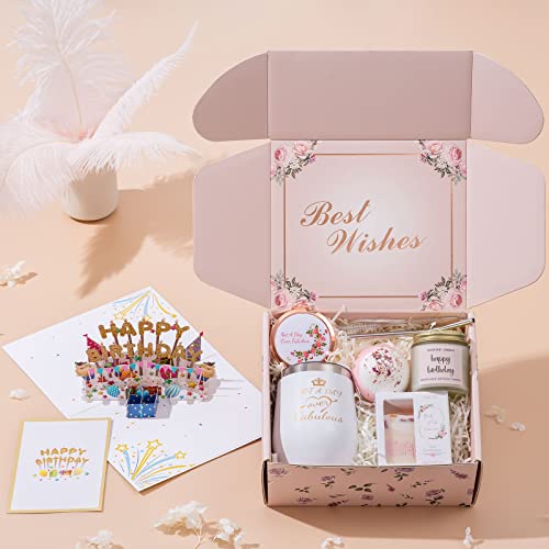 Birthday Gifts for Women,Happy Birthday Bath Set Relaxing Spa Gift Baskets Ideas for Her, Mom, Sister, Female Friends, Coworker, Wife, Girlfriend, Daughter, Unique Gifts for Women Who Have Everything