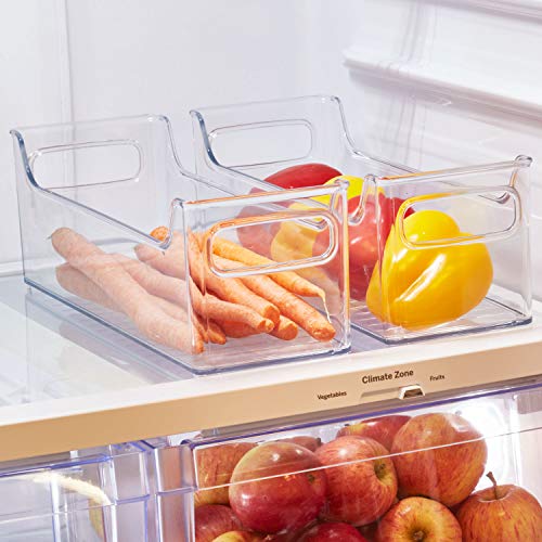 iDesign B00TFDFS6E Plastic Fridge and Freezer Storage Organizer Bin With Handles, Clear Bin for Food, Drinks, Produce Organization, BPA-Free , 14.5" x 5" x 5", Set of 2, Clear