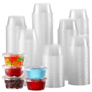 [260 sets – 2 oz ] jello shot cups, small plastic containers with lids, airtight and stackable portion cups, salad dressing container, dipping sauce cups, condiment cups for lunch, party, trips