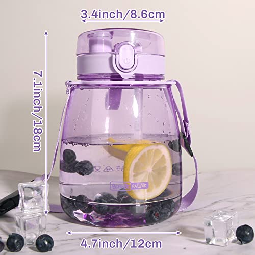 MOIOIBE Kawaii Water Bottle with Straw 45oz Water Bottles with Two Ways to Dinking Modern Water Jug for Women/Teen Girl/School Purple Cute Water Bottles With Strap