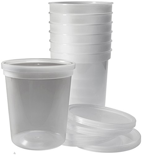 DuraHome - Deli food Storage Containers with Lids 32 oz, Quart Pack of 24 Leak-proof Freezer Safe Microwaveable Soup Storage Container - Clear Plastic Premium Quality