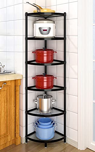 ZIGAMA 6-Tier Kitchen Pot Rack, Cookware Stand Storage Organizer ，Multi-Layer Corner Shelf Stand Stainless Steel Shelves for Kitchen