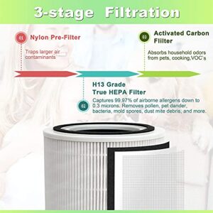 Flintar Core 300 True HEPA Replacement Filters, Compatible with LEVOIT Core 300, Core 300S VortexAir Air Purifier, 3-in-1 H13 Grade True HEPA Filter Replacement, Core 300-RF, 2-Pack