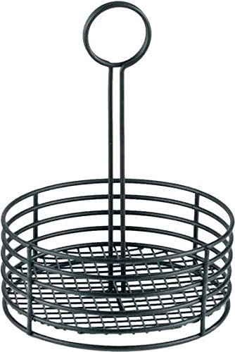 G.E.T. Enterprises Black Round Stainless Steel Condiment Caddy Iron Teflon Coated Table Caddies Collection 4-31850 (Pack of 1)