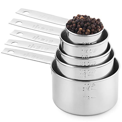 Stainless Steel Measuring Cups, Laxinis world 5 Piece Stackable Measuring Set (1)