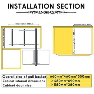 Blind Corner Cabinet Pull Out, 15in opening Soft Close Heavy Duty Kitchen Corner Cabinet Organizer, 4 chrome plated storage baskets, for cabinets Minimum size: 18.89"D*27.16"W*22.83"H