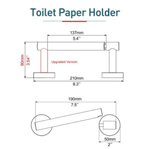 POKIM Black Toilet Paper Holder - Metal Bathroom Flexible Pivoting Tissue Handle on Wall Mounted, SUS 304 Stainless Steel Adjustable TP Large Mega Roll Holder for Wooden Cabinet Classic Matte