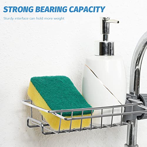 Quimoy Sponge Holder for Kitchen Sink,Sponge Holder Over Faucet Kitchen Sink Caddy Organizer, Faucet Drainage Shelf, Stainless Steel Detachable Hanging Faucet Drain Rack for Kitchen Bathroom