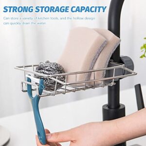 Quimoy Sponge Holder for Kitchen Sink,Sponge Holder Over Faucet Kitchen Sink Caddy Organizer, Faucet Drainage Shelf, Stainless Steel Detachable Hanging Faucet Drain Rack for Kitchen Bathroom