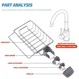 Quimoy Sponge Holder for Kitchen Sink,Sponge Holder Over Faucet Kitchen Sink Caddy Organizer, Faucet Drainage Shelf, Stainless Steel Detachable Hanging Faucet Drain Rack for Kitchen Bathroom