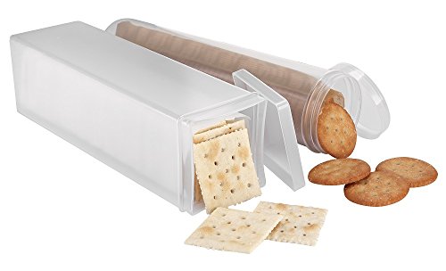 Airtight Cracker Sleeve Storage Containers - Stay Fresh Cracker Keeper, Cookie Holder - Square Plastic Canister for Saltine Crackers, Kitchen Pantry Staples