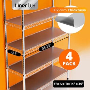 LinerLux Shelf Liners for Wire - 4 Pack Waterproof Wire Rack Shelf Liner, Durable Plastic Shelf Liner - Heavy Duty Wire Shelf Liner for Wire Shelving with Locking Tabs
