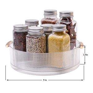 KULVGDA Lazy Susan Organizer,9 Inch Clear Plastic Lazy Susan Turntable for Cabinet Table Spice Rack,360 degree Rotating Round Lazy Susans Makeup Organizer for Countertop,Pantry,Refrigerator, Bathroom