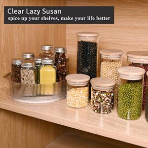 KULVGDA Lazy Susan Organizer,9 Inch Clear Plastic Lazy Susan Turntable for Cabinet Table Spice Rack,360 degree Rotating Round Lazy Susans Makeup Organizer for Countertop,Pantry,Refrigerator, Bathroom