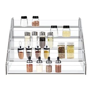 wuiviut spice rack organizer for cabinet, 1 4/5 in/tier acrylic tiered spice shelf can storage organizer for kitchen pantry countertop