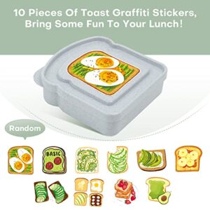 Sandwich Containers, 4pcs Sandwich Containers for Lunch Boxes with 10 Sheets Toast Graffiti Stickers, Food Storage Sandwich Box with Lid, BPA Free, Microwave & Dishwasher Safe, for Kids or Adults.