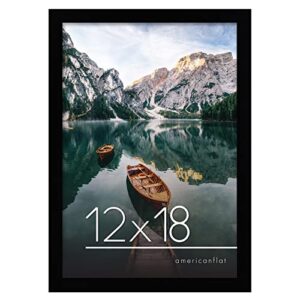americanflat 12×18 black picture frame – composite wood with shatter resistant glass – horizontal and vertical formats for wall with included hanging hardware