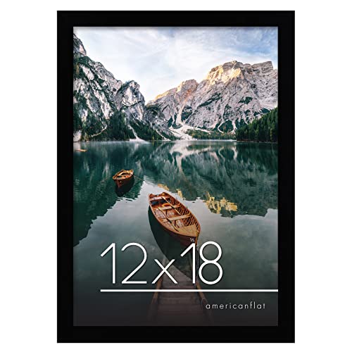 Americanflat 12x18 Black Picture Frame - Composite Wood with Shatter Resistant Glass - Horizontal and Vertical Formats for Wall with Included Hanging Hardware