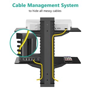 WALI Floating Entertainment Center Shelves, Holds Up to 17.6lbs, TV Shelf with Strengthened Tempered Glasses for DVD Players, Cable Boxes, Games Consoles, TV Accessories (CS202B), 2 Shelf, Black