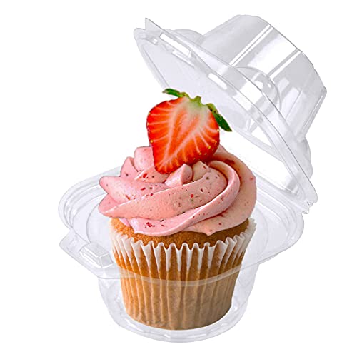 NPLUX 100 Pack Individual Cupcake Containers Plastic Cupcake Boxes Cupcake Holders Stackable Deep Dome Cupcake Carrier