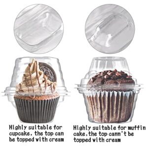 NPLUX 100 Pack Individual Cupcake Containers Plastic Cupcake Boxes Cupcake Holders Stackable Deep Dome Cupcake Carrier