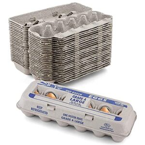 printed natural pulp egg cartons holds up to twelve eggs – 1 dozen large – strong sturdy material perfect for storing extra eggs – by mt products (15 cartons) – made in the usa