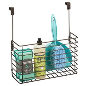 mDesign Metal Wire Kitchen Bakeware Organizer Basket - Hang Over Cabinet Door - Storage for Baking Sheets, Cupcake Tins, Cutting Boards, Foil, or Plastic Wrap - Concerto Collection - Bronze