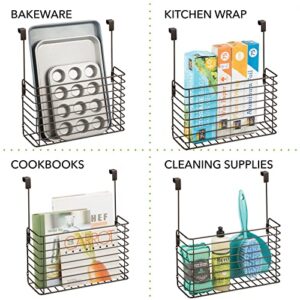 mDesign Metal Wire Kitchen Bakeware Organizer Basket - Hang Over Cabinet Door - Storage for Baking Sheets, Cupcake Tins, Cutting Boards, Foil, or Plastic Wrap - Concerto Collection - Bronze