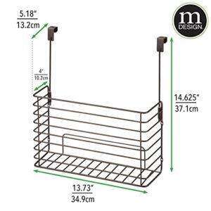 mDesign Metal Wire Kitchen Bakeware Organizer Basket - Hang Over Cabinet Door - Storage for Baking Sheets, Cupcake Tins, Cutting Boards, Foil, or Plastic Wrap - Concerto Collection - Bronze