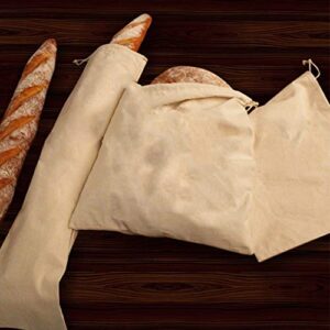 Linen Bread Bags Reusable Bread Bags For Homemade Bread, Homemade Artisan Bread Storage,Linen storage Bread Bags For Home(Size 3-11x15 in, 2-27x5.8 in）