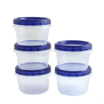 PH Clear Plastic Food Containers 16 oz With Screw-On Lids 5 Pack