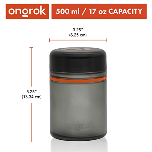 ONGROK Glass Storage Jar, 500ml, 2 Pack, Color-Coded Airtight Glass Containers, UV Herb/Spice Jar to with Child Resistant Lid, Perfect Size Jar to Store in a Drawer or Cupboard