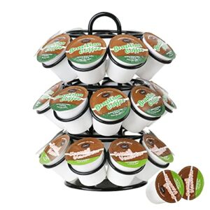 k cup holder, keurig pod holder k cup organizer, zecenn coffee pod carousel for k-cup coffee pods storage rack compatible with keurig pods and dolce gusto, holds 27 coffee pods, 360-degrees rotating, sturdy metal, no assembly required -black